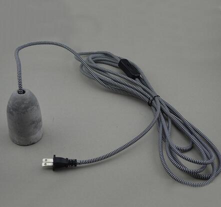 Colourful Fabric Plug Concrete light socket with cord for USA