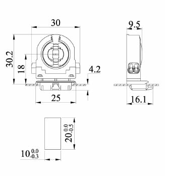 Single T8 fluorescent light holder G13 F41F diagram drawing