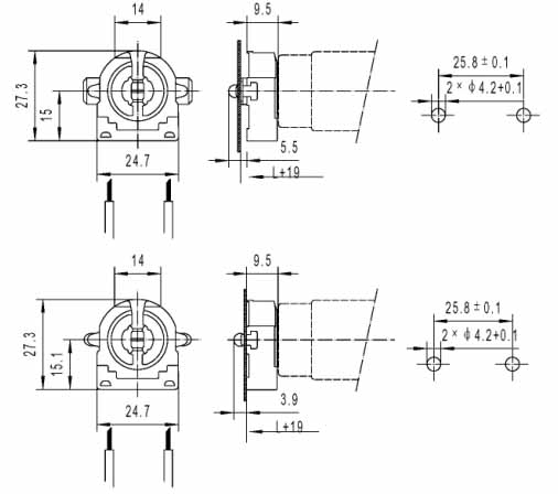 G13 F41 End fixing fluorescent lamp holders drawing dimension size