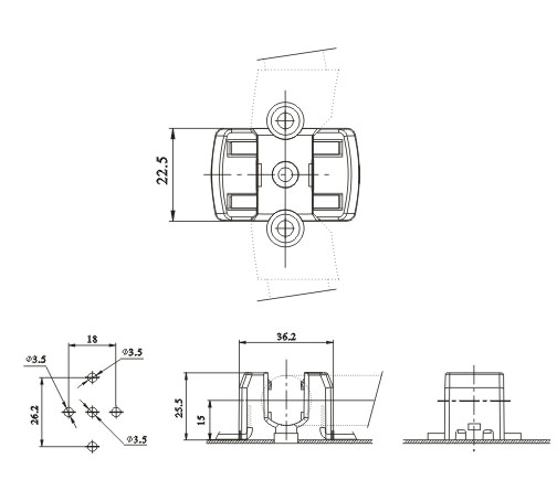 2GX13 surface-mounted lamp holders F58 diagram