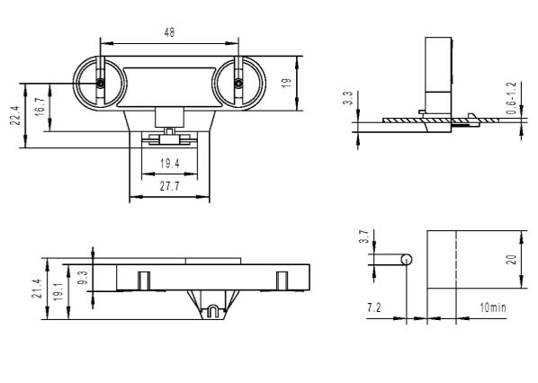 T5 Twin fluorescent LED lamp holders F288 C1 diagram