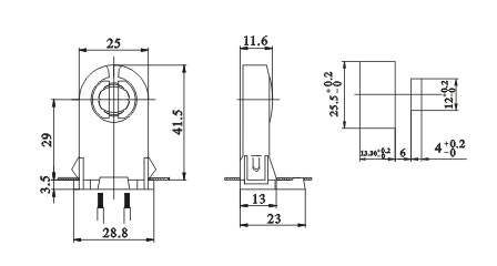 T8 Push through led fluorescent light socket lampholders G13 F02 drawing