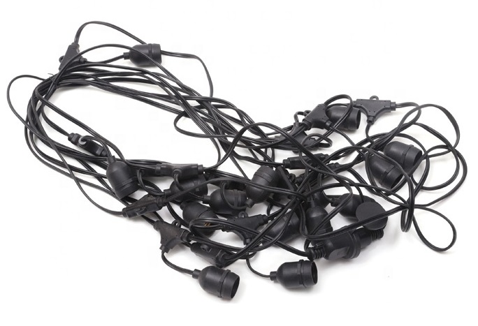E26 black custom battery powered festoon hanging lighting