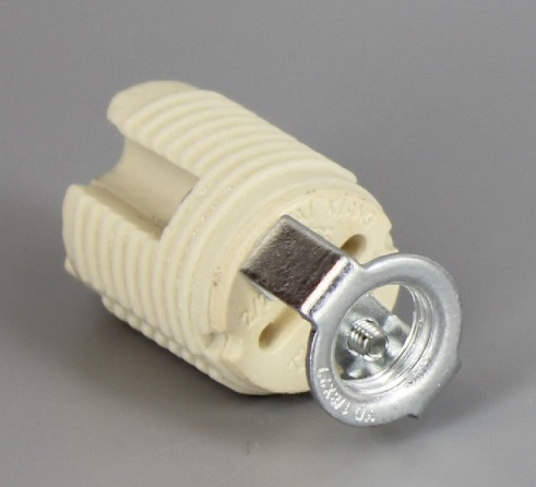 G9 ceramic lamp socket base with push terminals and 1/8IPS hickey