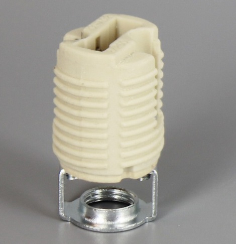 G9 Porcelain lamp holder base with push terminals and 1/8IPS hickey
