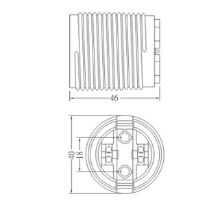 GE-6051 Plastic lamp socket base E27 Drawing