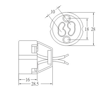 GZ10 porcelain lamp socket base with ring bracket dimension