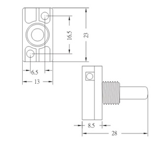 Push botton switch GE-7000 RU Dimension