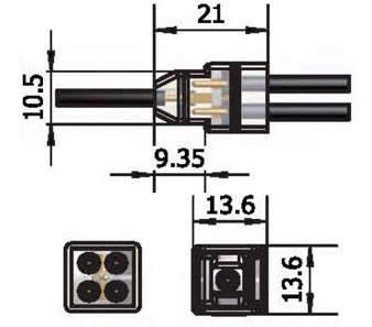 SMD Wire Plastic Connector GS-B04 Dimension size
