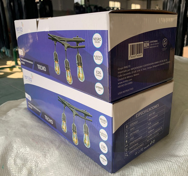 E26 black custom battery powered festoon hanging lighting Color carton